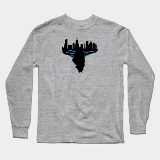 Chicago Blue Waves Long Sleeve T-Shirt